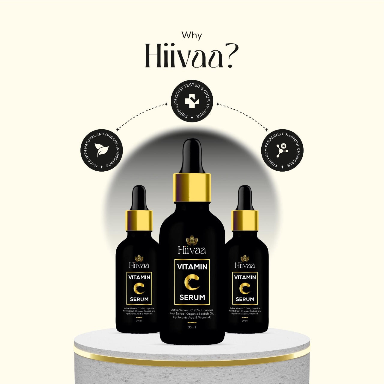 Vitamin C 20% serum with added Liquorice root extract, organic baobab oil, Vitamin E and Hyaluronic acid