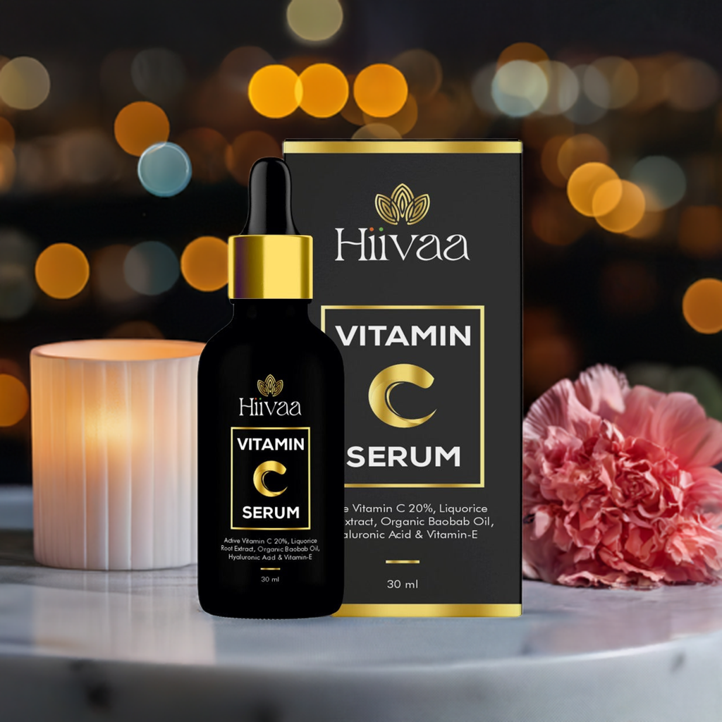 Vitamin C 20% serum with added Liquorice root extract, organic baobab oil, Vitamin E and Hyaluronic acid