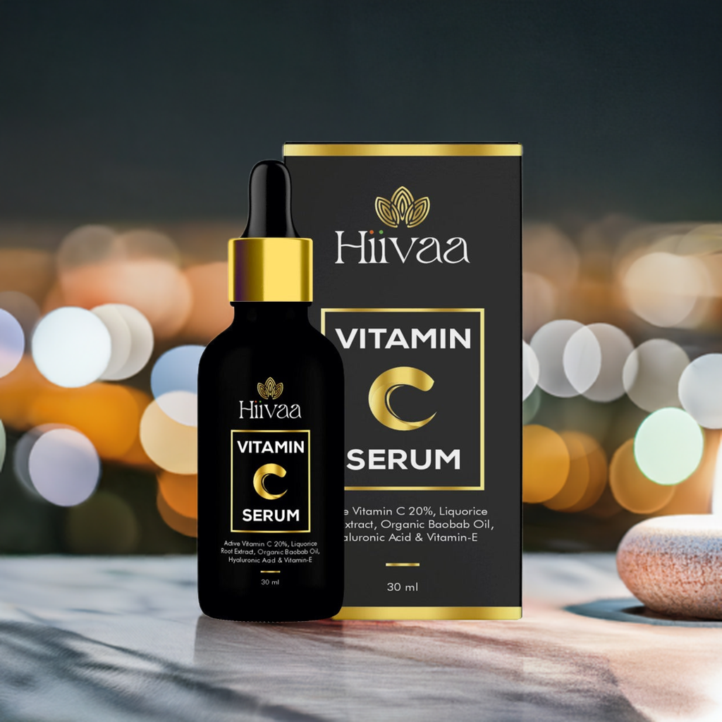 Vitamin C 20% serum with added Liquorice root extract, organic baobab oil, Vitamin E and Hyaluronic acid