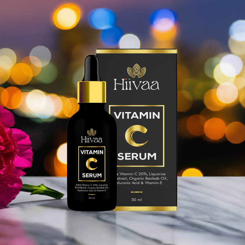 Vitamin C 20% serum with added Liquorice root extract, organic baobab oil, Vitamin E and Hyaluronic acid