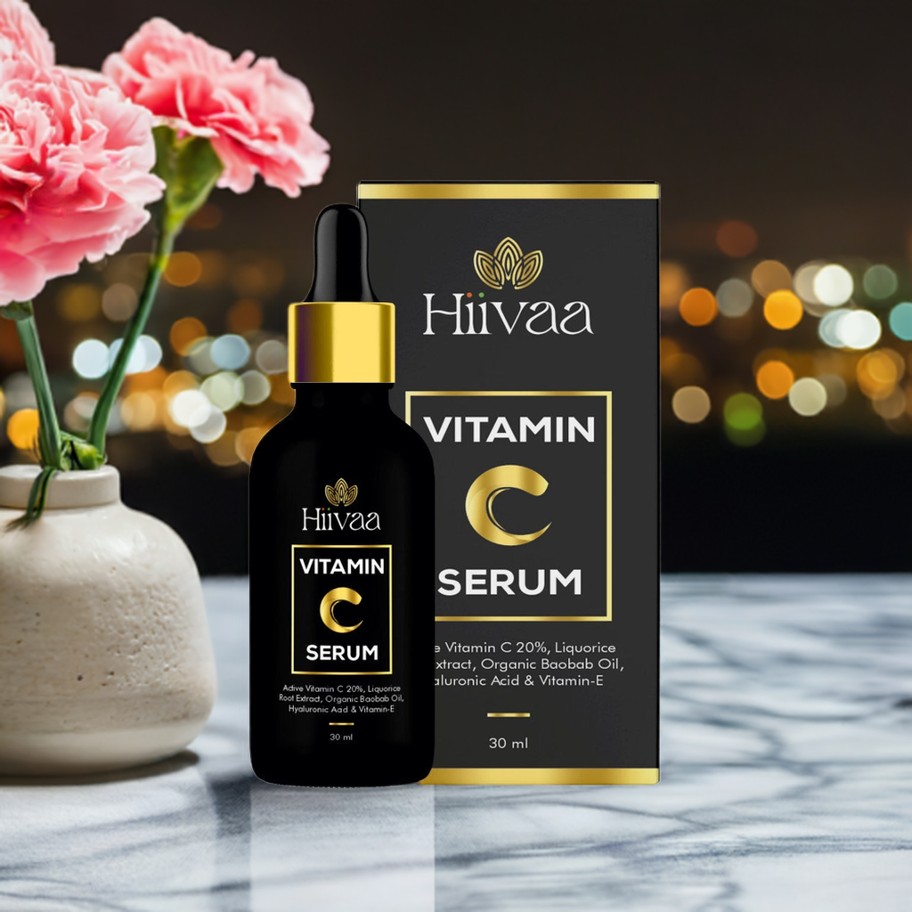Vitamin C 20% serum with added Liquorice root extract, organic baobab oil, Vitamin E and Hyaluronic acid